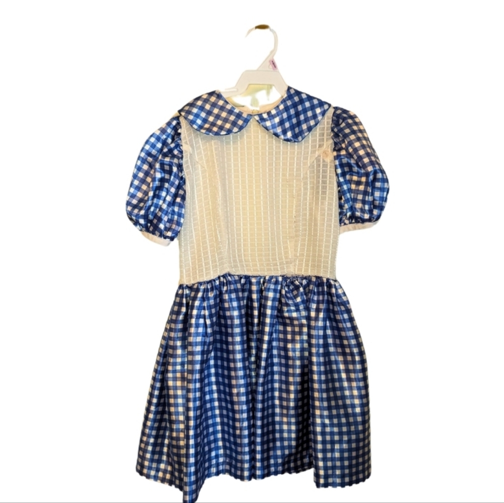 OOAK handmade sz6 blue gingham collared "Dorothy of Oz" dress VGUC
